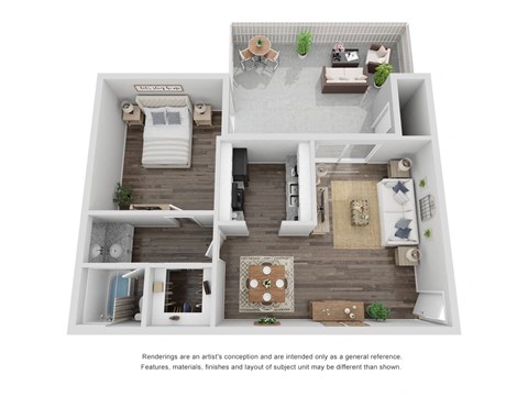 One Bedroom One Bathroom 738 Sqft Unit at Brookwood Apartments