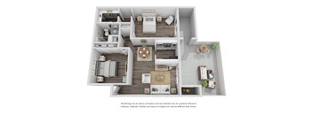 Two Bedroom 1 Bathroom Unit at Brookwood Apartments