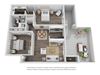 Two Bedroom 1 Bathroom Unit at Brookwood Apartments