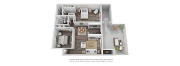 Two Bedroom Two Bathroom Unit at Brookwood Apartments