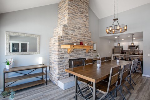 Clubhouse Dining with Fireplace at Orange Tree Village Apartments in Tucson AZ