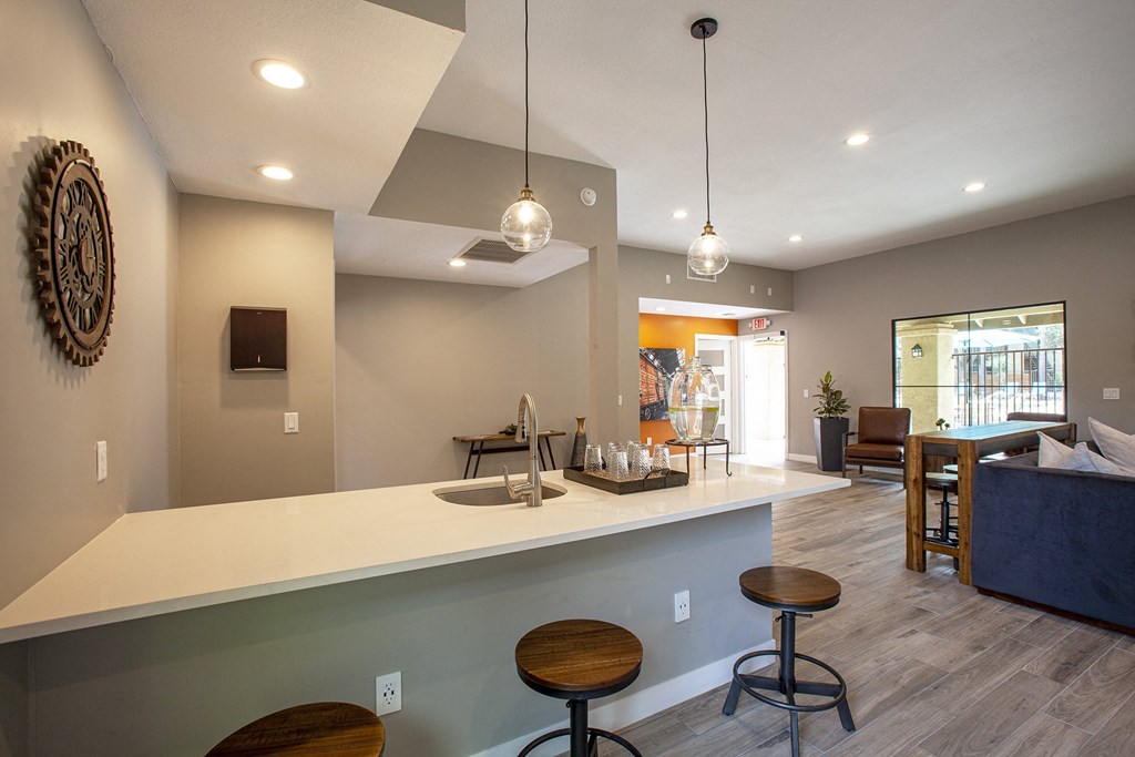 Clubhouse Kitchen Bar at River Oaks Apartments in Tucson