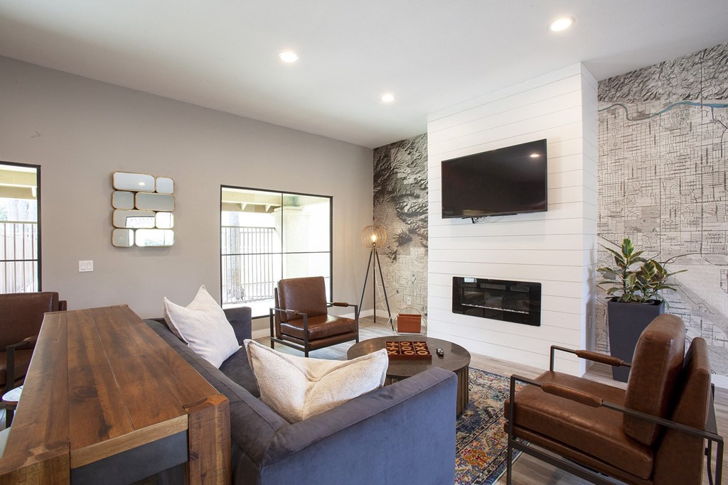 Clubhouse Lounge Area at River Oaks Apartments