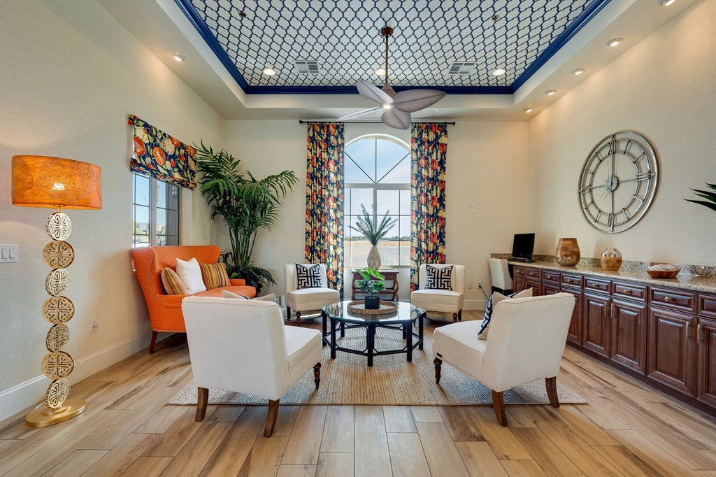 Clubhouse lounge area at Bella Victoria Apartments in Mesa Arizona January 2021