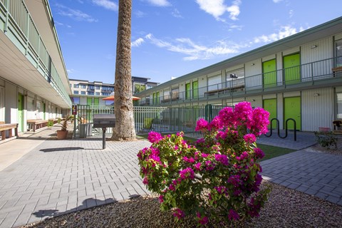 Community courtyard at The Continental Apartments in Phoenix AZ Nov 2020 (8)