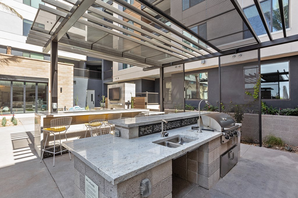 Community gas BBQ at Trovita Rio Apartments in Tempe AZ June 2021