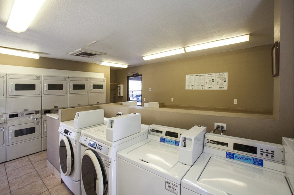 Community laundry facility at Saguaro Villas Apartments in Tucson AZ September 2020