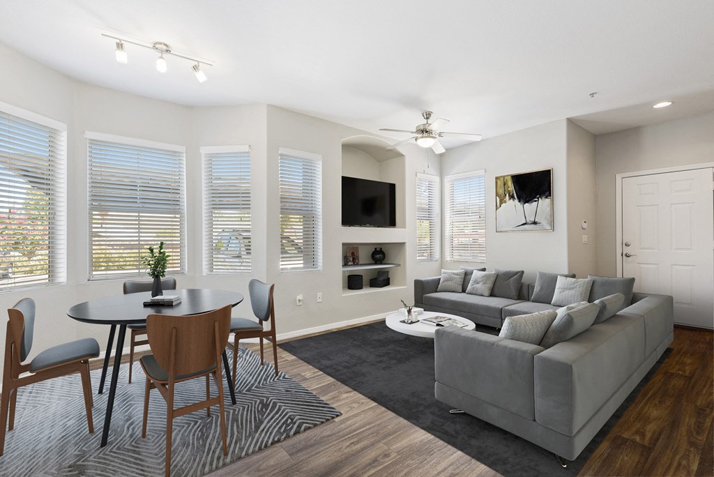 Dining and living room at Cambria Apartments in Gilbert Arizona