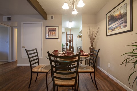Dining area at Tierra Pointe Apartments in Albuquerque NM October 2020