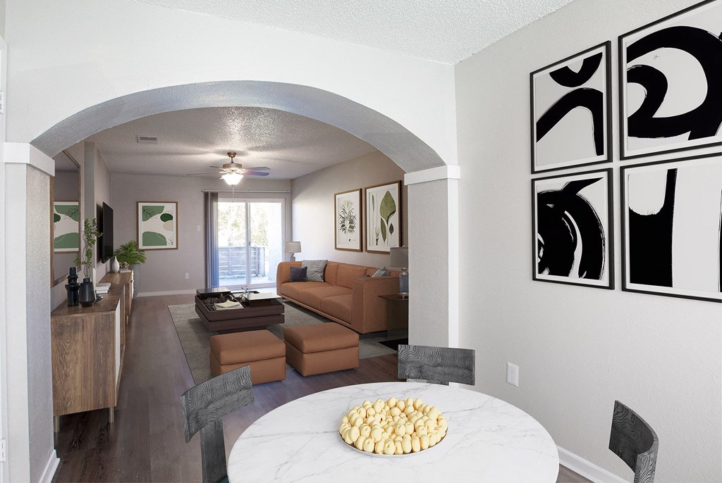 Diningroom and Livingroom at The Villas at Quail Creek Apartment Homes in Austin Texas