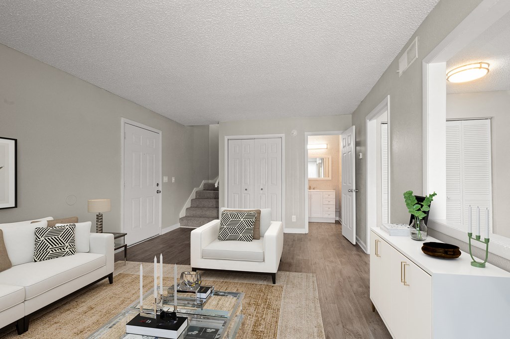 Down Stairs Living Room at Falls at Mill Creek in Nashville Tennessee