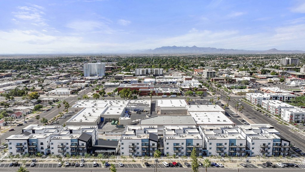 an aerial view of the city at SECOND AVE COMMONS | BRAND-NEW, Mesa