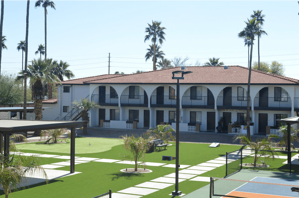 Exterior View of Sports Court at Polanco Apartment Homes in Scottsdale Arizona