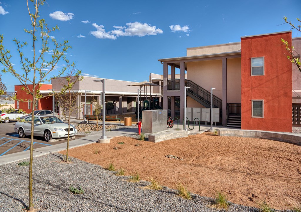 Exterior and landscaping at Generations at West Mesa Apartments in Albuquerque NM 4-2020