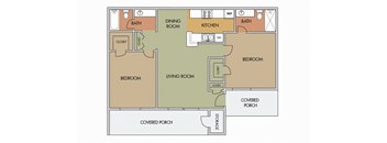 Two Bedroom Two Bathroom Floorplans at Via Alamos Apartments in Green Valley Arizona