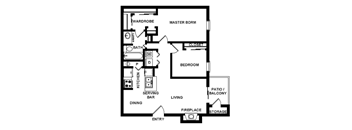 A black and white image of a floor plan for a home.