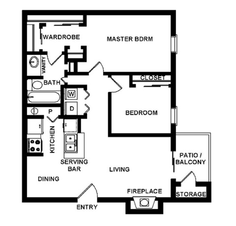 A black and white image of a floor plan for a home.