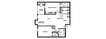 A black and white diagram of a house layout with labeled rooms.