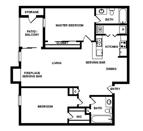 A black and white diagram of a house layout with labeled rooms.