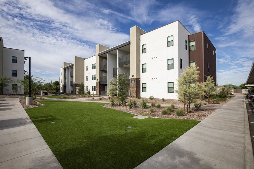 Grass Area at New Frontier Apartments in Phoenix Arizona - Photo Gallery 1
