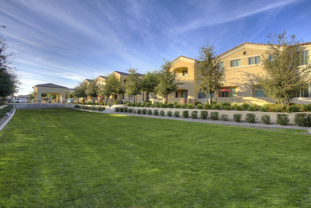 Grass area at Bella Victoria Apartments in Mesa Arizona January 2021