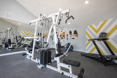 Gym and fitness equipment at Villas Del Cielo Aprartments in Albuquerque New Mexico October 2020