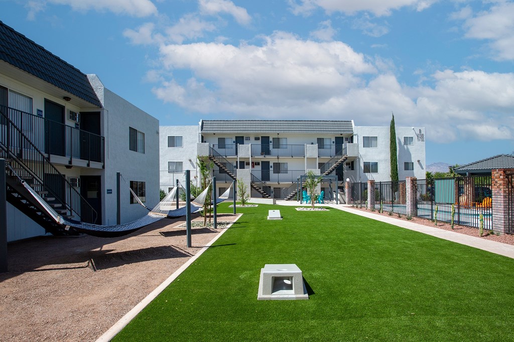 Hammock Lounge Area and Lawn Game Area at The Link at 4th Ave Apartments