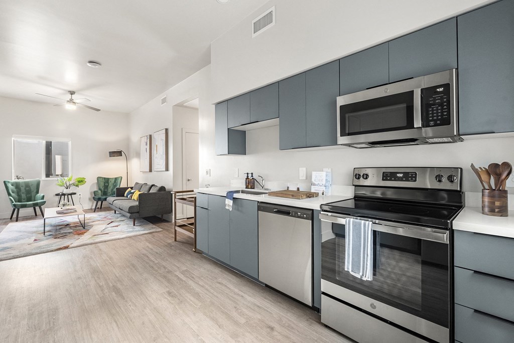Kitchen and living room  at SECOND AVE COMMONS | BRAND-NEW, Arizona, 85210