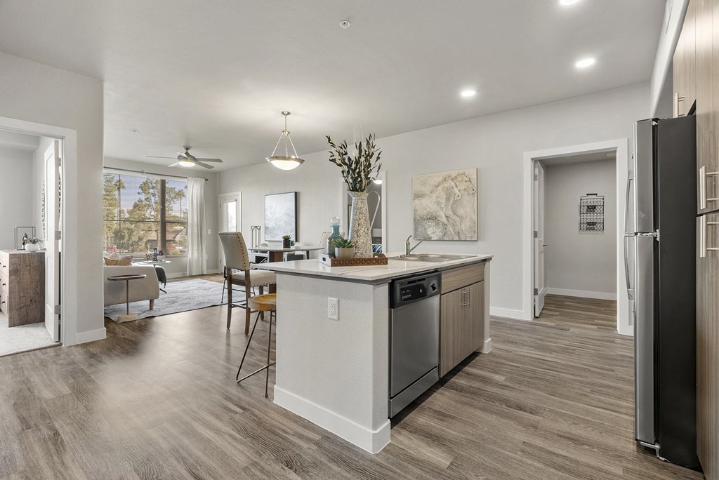 Kitchen at V on Broadway Apartments in Tempe AZ November 2020 (3)