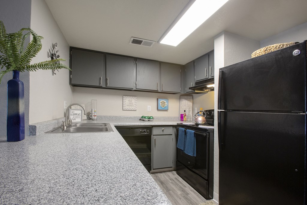 Kitchen counter top at Villas Del Cielo Aprartments in Albuquerque New Mexico October 2020