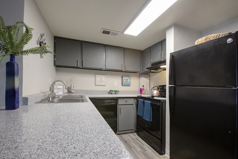 Kitchen counter top at Villas Del Cielo Aprartments in Albuquerque New Mexico October 2020