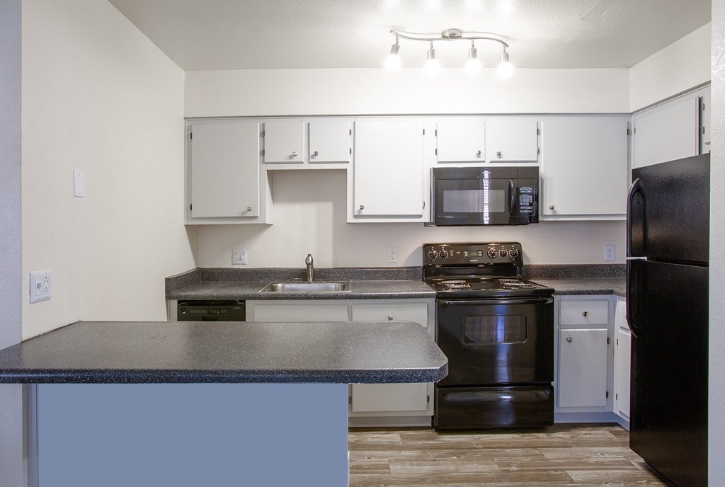 Kitchen with Breakfast Bar at Nine90 Apartments in Tucson Arizona