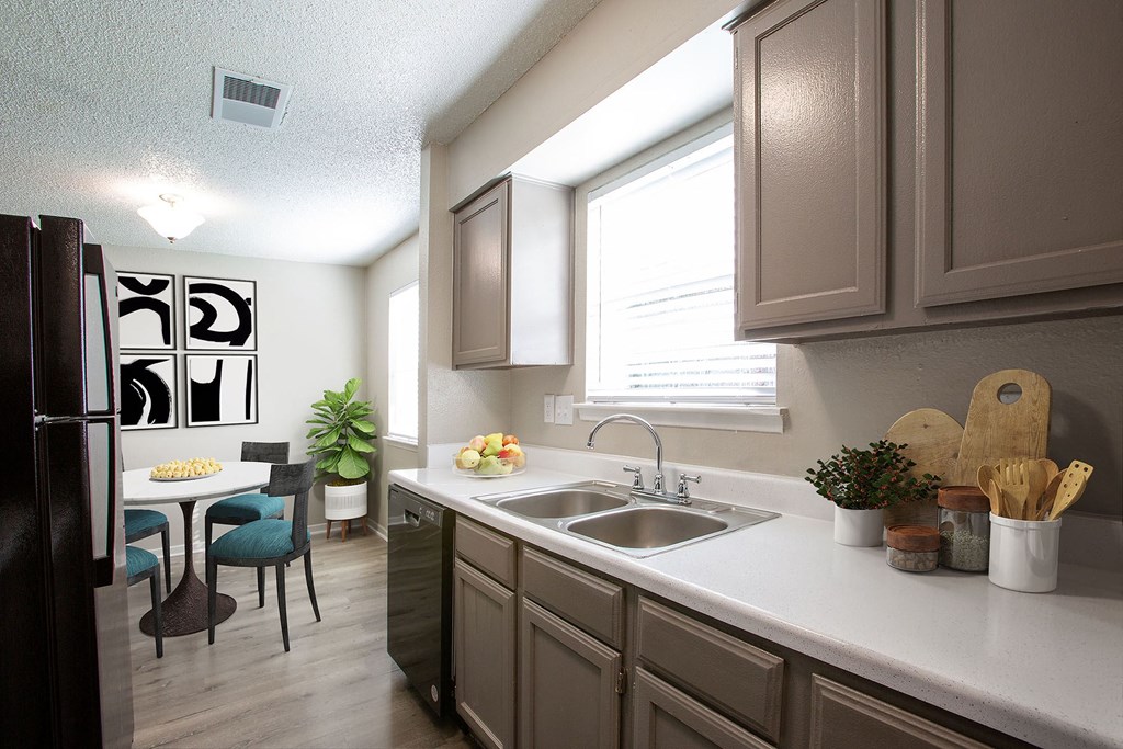 Kitchen with Window View at The Villas at Quail Creek Apartment Homes in Austin Texas