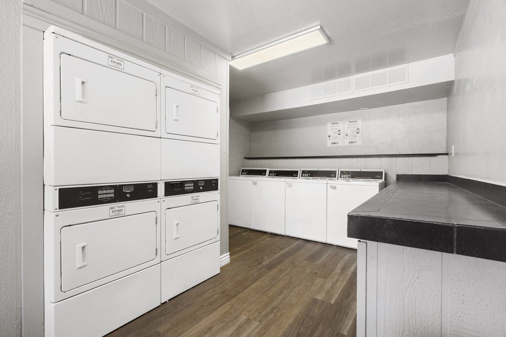 Laundry room at Radius Apartments in Phoenix AZ Nov 2020