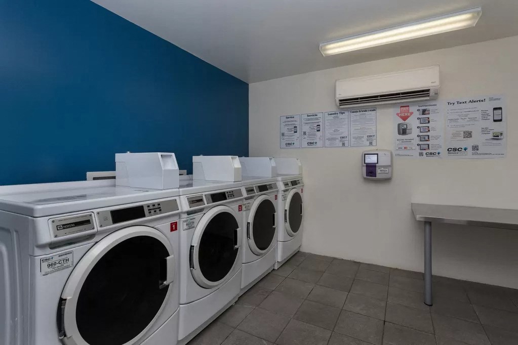 Laundry room at The Regency Apartments in Tempe AZ March 2020