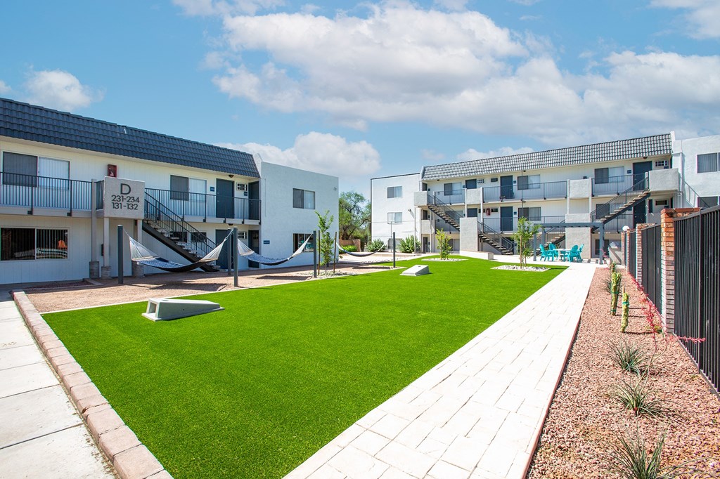 Lawn Game Area and Hammock Lounge Area at The Link at 4th Ave Apartments
