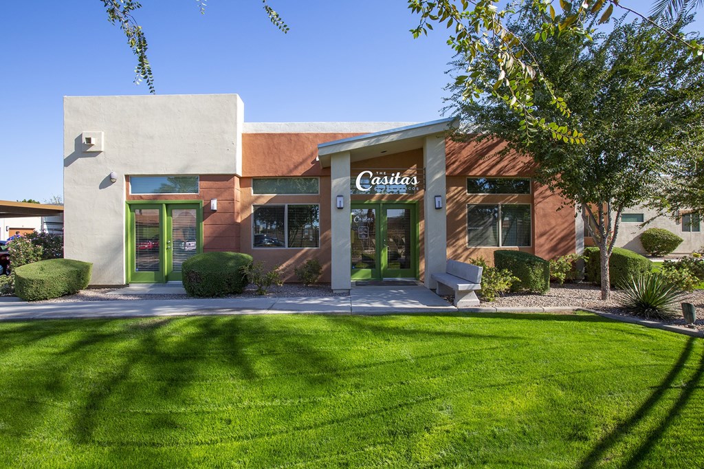 Leasing Office Exterior at Casitas at San Marcos in Chandler AZ Nov 2020