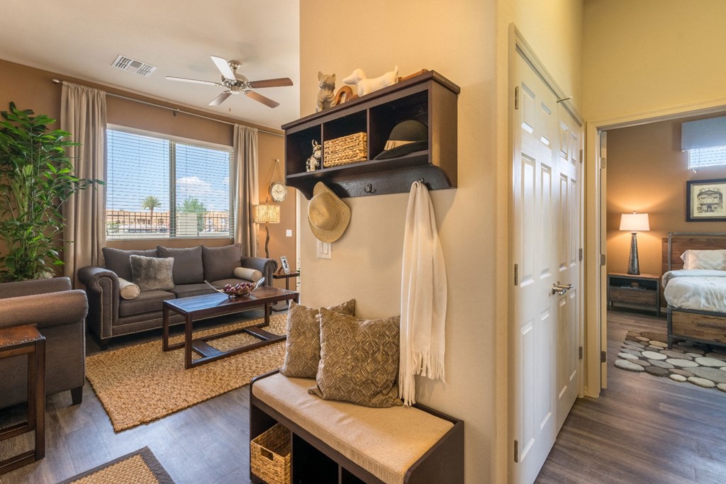 Living Room, Closet & Bedroom (1 Bedroom) at Palm Valley Villas in Goodyear, AZ