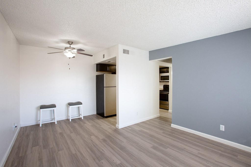 Living Room and Dining Area at La Lomita Apartments in Tucson Arizona