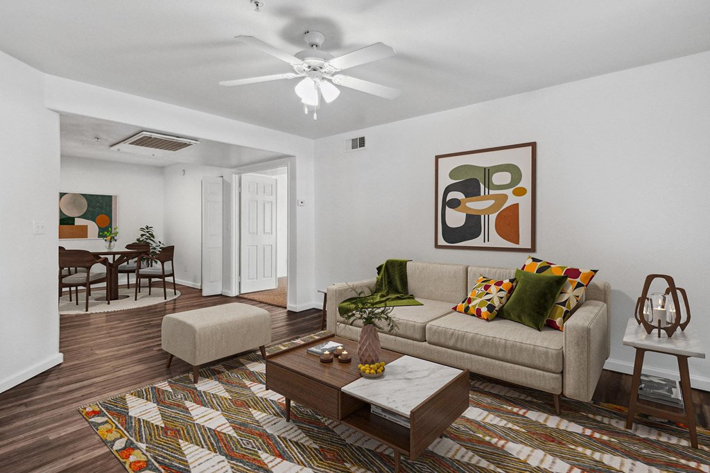 Living Room and Dining Area at Stone Ridge Apartments in Bullhead City
