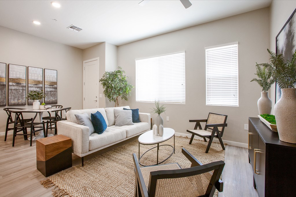Living Room and Dining Area at The Carson Townhome Apartments