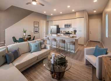Living Room and Kitchen at The Prescott at Park West in Peoria Arizona