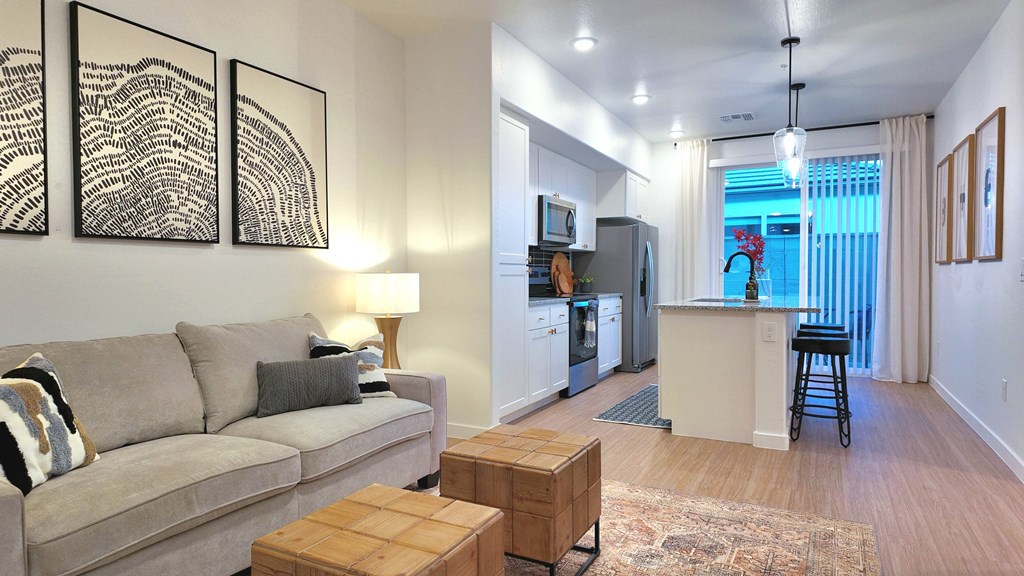 Living Room and Kitchen at Pique Residences in San Tan Valley Arizona