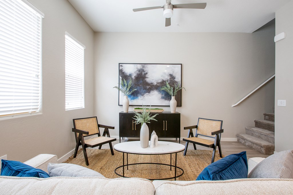 Living Room at The Carson Townhome Apartments