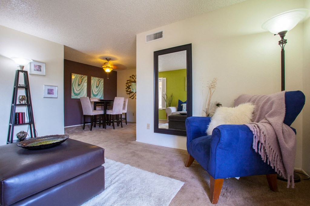 Living room and dining area at Sunrise Ridge Apartments in Tucson AZ