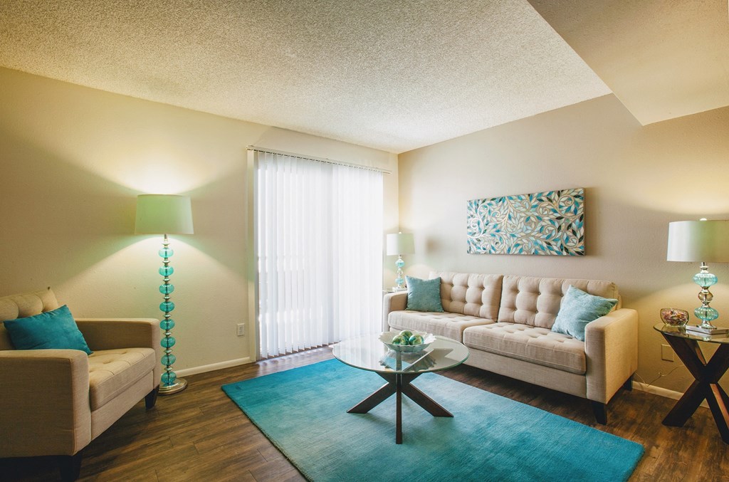 Living room at Saguaro Villas Apartments in Tucson AZ September 2020