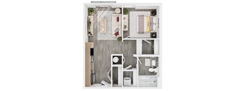 Lucero Apartments A2 One Bedroom bedroom floorplan in Phoenix