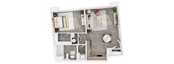 Lucero Apartments B2 one bedroom bedroom floorplan in Phoenix