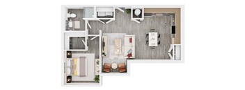 Lucero Apartments B4 One bedroom bedroom floorplan in Phoenix