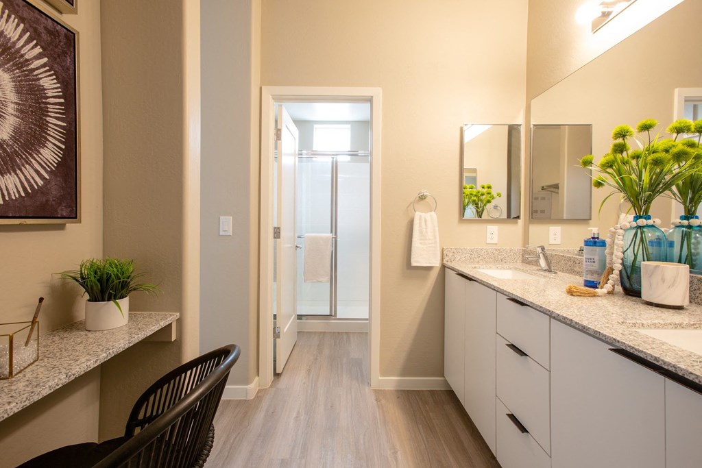 Master Bathroom of Two Bedroom at The Prescott at Park West in Peoria Arizona